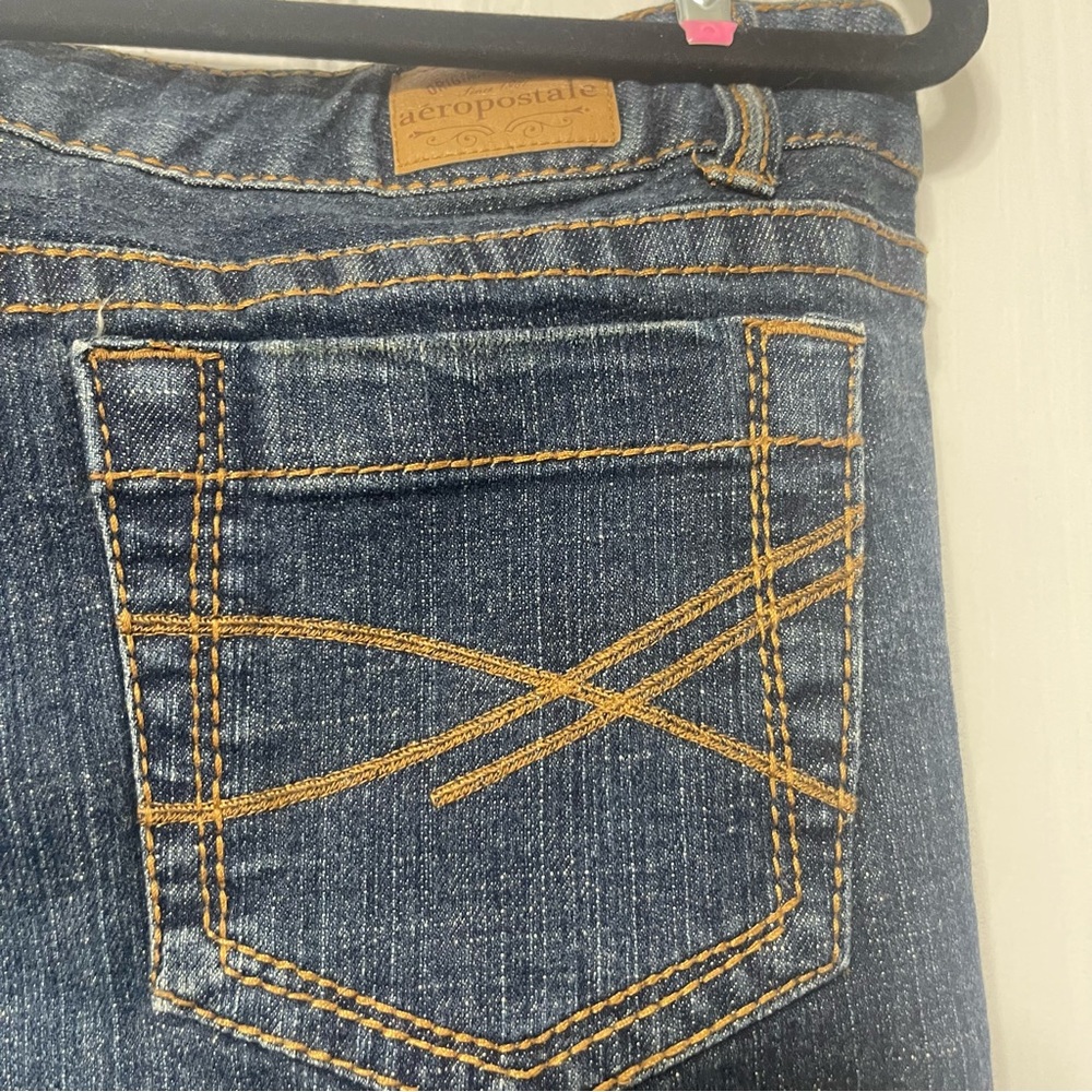Aeropostale Bayla Skinny / Dark Distressed Stretch Denim Blue Jeans / - Picture 5 of 6